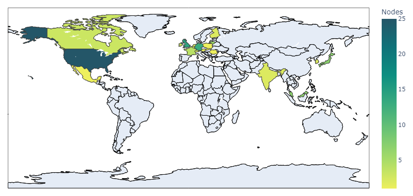 Current geospatial distribution of the Sui Network